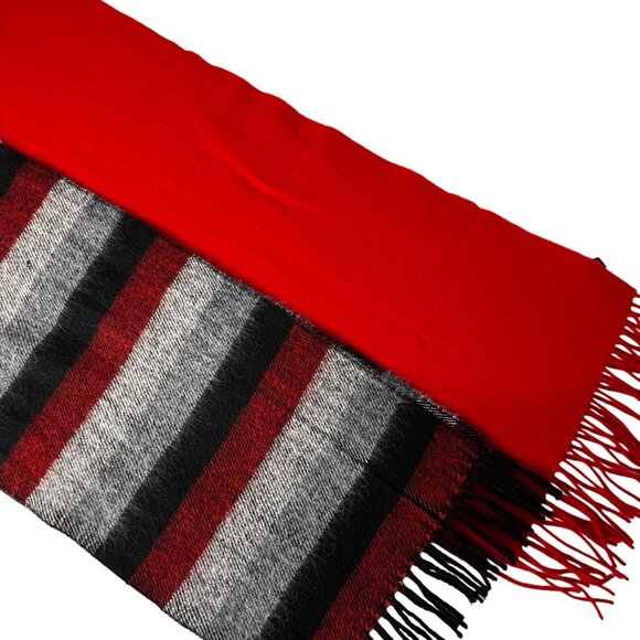 Enzo Mantovani 100% Cashmere Scarves Red /Black/Gray  Soft Luxurious Warm Fringe - Picture 2 of 14